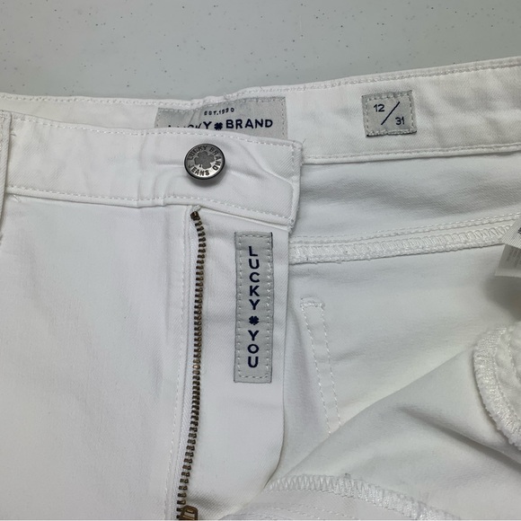 Lucky Brand White Ava Skinny Mid rise Denim Ankle Raw Hem Jeans-Size 12/31 - Picture 15 of 15